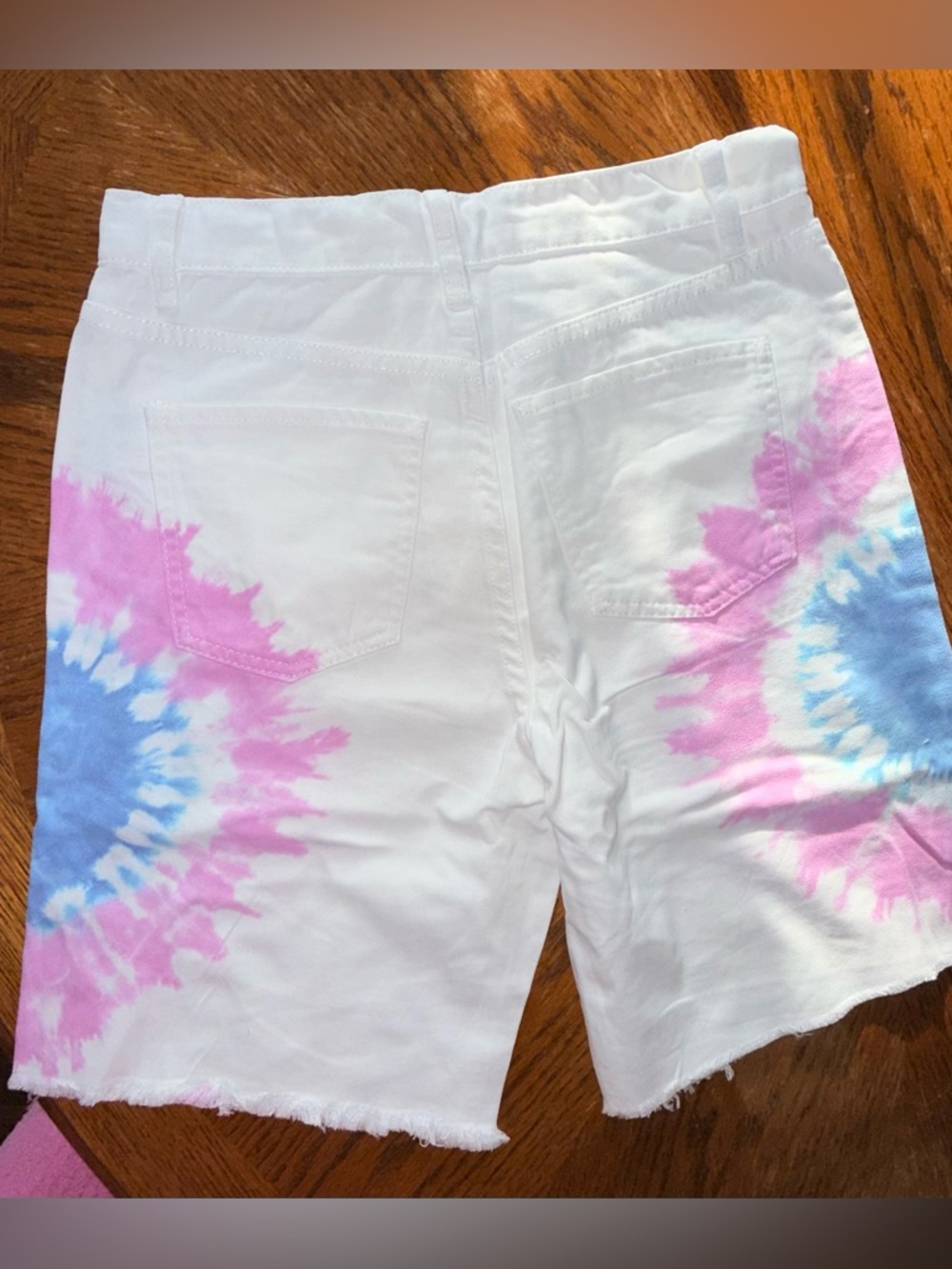 Easel White Cotton 5-Pocket Tie-Dyed Bermuda Shorts, M - Picture 5 of 9